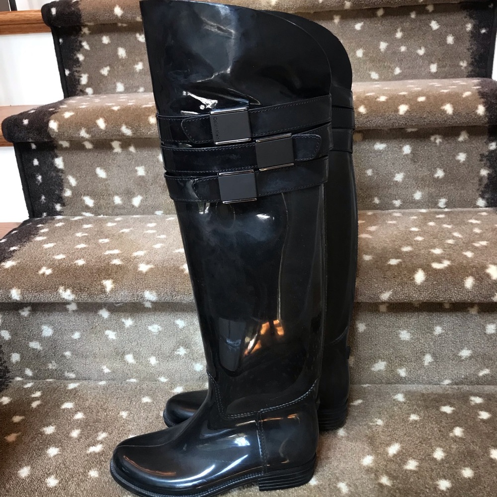 Calvin Klein Over the Knee Black Rain Boots